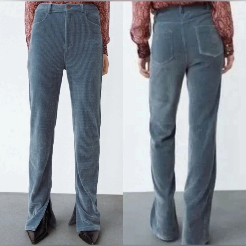Zara 70s Velvet Corduroy Pants Size 4 - Picture 2 of 14